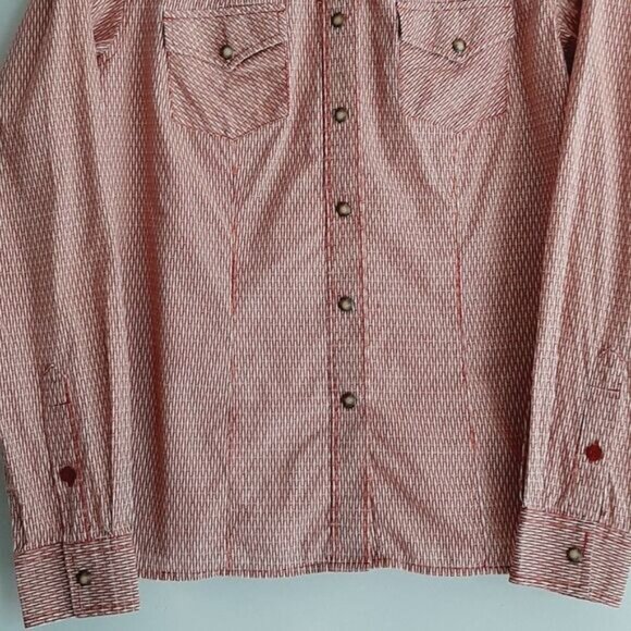 ROCKIES Western Pearl Snap Button Down Shirt Weave Pattern Sz M - Picture 4 of 13